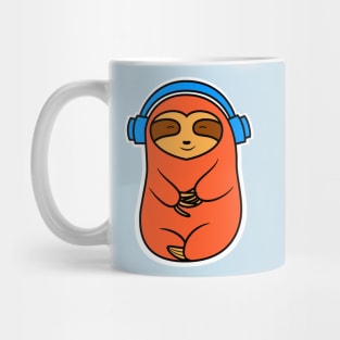 Happy Orange Sloth Listening to Music Mug